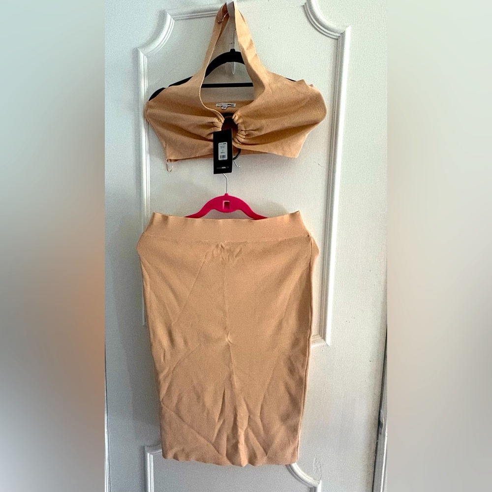 Beige Knit Midi Skirt - Women